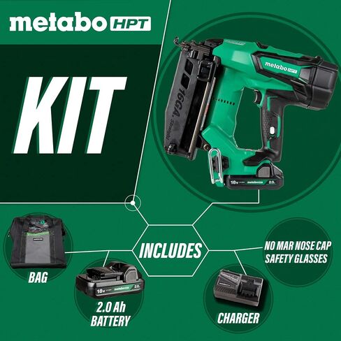 Metabo HPT Cordless 18V MultiVolt™ Straight Finish Nailer Kit | 16 Gauge | 1-18V 2.0Ah Lithium Ion Battery w/Fuel Gauge | Lifetime Tool Warranty | NT1865DMST in Saudi Arabia