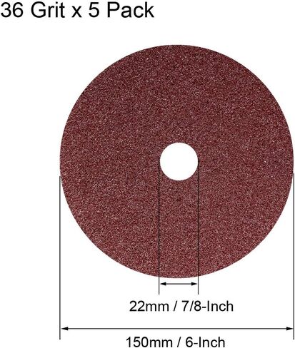 uxcell 6-Inch x 7/8-Inch Aluminum Oxide Resin Fiber Discs, Center Hole 80 Grit Sanding Grinding Discs, 5 Pack in Kuwait