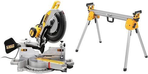 DEWALT Miter Saw, 12 Inch, 15 Amp, 3,800 RPM, Double Bevel Capacity, With Sliding Compound, Corded With Miter Saw Stand (DWS780 + DWX724) in Saudi Arabia