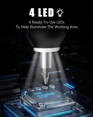 مفك براغي كهربائي، مجموعة مفكات طاقة لاسلكية قابلة لإعادة الشحن مع بطارية 2000 مللي أمبير في الساعة، 3.7 فولت، 4 مصابيح LED، كابل USB-C، 20 قطعة لقمة، أوتوماتيكي ويدوي، عزم دوران عالي 2.5 نيوتن متر in Kuwait