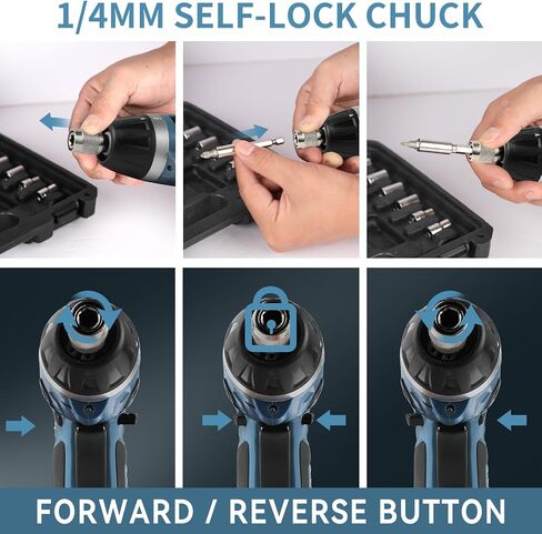 C P CHANTPOWER Cordless Electric Screwdriver Set, 44Pcs 4V Electric Power Screwdriver 6+1 Torque Gears,1/4'' Hex Self-Lock Chuck, Rechargeable lightweight Screwdriver with 2 LED Lights, Carrying Case in Saudi Arabia