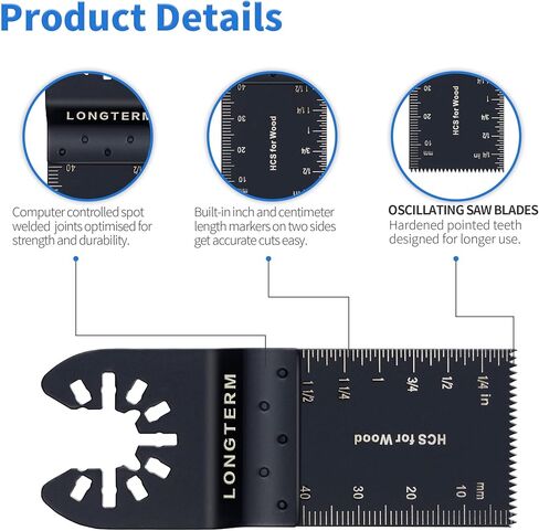 32-Piece Black Carbide Oscillating Tool Saw Blades for Cutting Wood/Soft Metal/PVC/Drywal Quick Install Fits Black Decker Porter-Cable and More Oscillating Tools in Kuwait