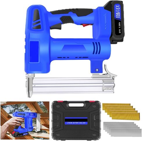 Heavy Duty Brad Nailer, Cordless Nail Gun/Staple Gun 2 in 1 for DIY Project of Upholstery, Carpentry and Woodworking, Including 500 Staples and 500 Nails in Saudi Arabia