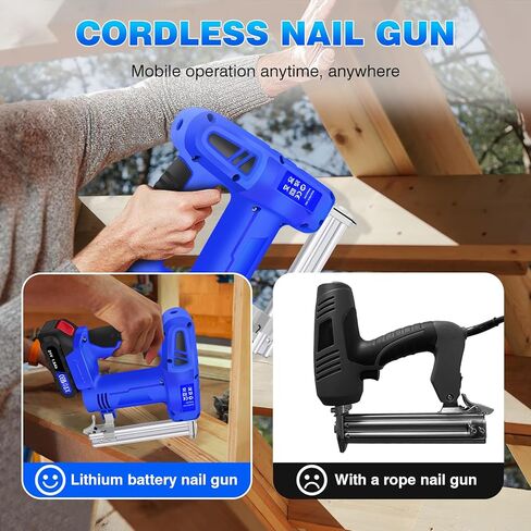 Heavy Duty Brad Nailer, Cordless Nail Gun/Staple Gun 2 in 1 for DIY Project of Upholstery, Carpentry and Woodworking, Including 500 Staples and 500 Nails in Saudi Arabia