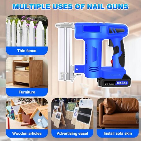 Heavy Duty Brad Nailer, Cordless Nail Gun/Staple Gun 2 in 1 for DIY Project of Upholstery, Carpentry and Woodworking, Including 500 Staples and 500 Nails in Saudi Arabia