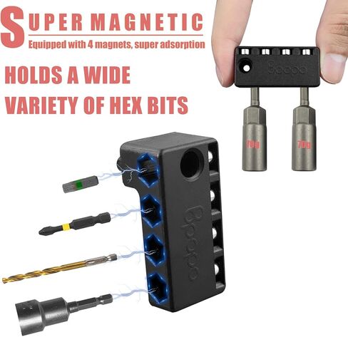 حاملات لقم سداسية مغناطيسية مطورة مقاس 1/4 بوصة مناسبة لسائقي تأثيرات ميلووكي 18 فولت، حامل أكمام لأداة الثقب المغناطيسية، تخزين لقمة لولبية سداسية على جانب مثقاب الطاقة، الجانب الأيسر in Kuwait