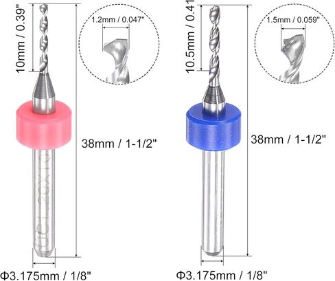 uxcell Micro PCB Drill Bit Set 1.2mm 1.5mm, 1/8" 3.175mm Shank Tungsten Carbide CNC Engraving Print Circuit Board Drill Bits Rotary Tool 20pcs in Saudi Arabia