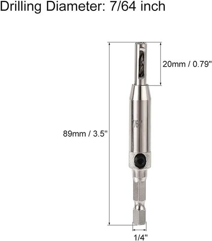 uxcell Self Centering Hinge Tapper Core Drill Bit, Hole Puncher, 7/64 Diameter, for Woodworking, Silver in Saudi Arabia