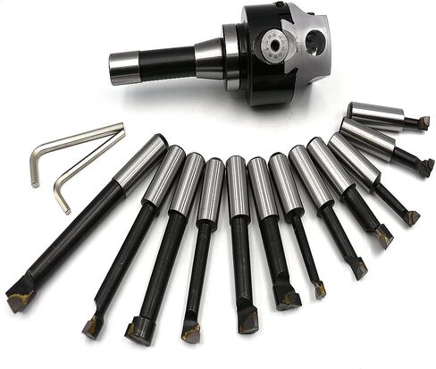 HFS (R) Boring Head R8 Shank Carbide Boring BAR Set Bridgeport Milling (F1-3IN 2/4IN 12PCS) in Saudi Arabia