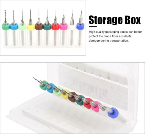 10Pcs PCB Drill Bits Set Tungsten Steel 0.1-1.0mm Micro Twist Bits for Print Circuit Board CNC Engraving in Kuwait