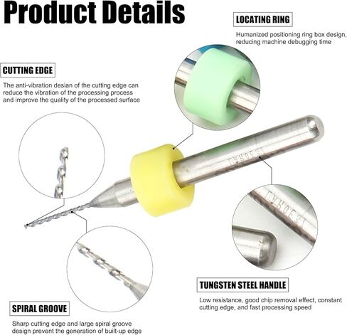 10Pcs PCB Drill Bits Set Tungsten Steel 0.1-1.0mm Micro Twist Bits for Print Circuit Board CNC Engraving in Kuwait