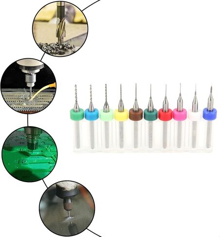 10Pcs PCB Drill Bits Set Tungsten Steel 0.1-1.0mm Micro Twist Bits for Print Circuit Board CNC Engraving in Kuwait
