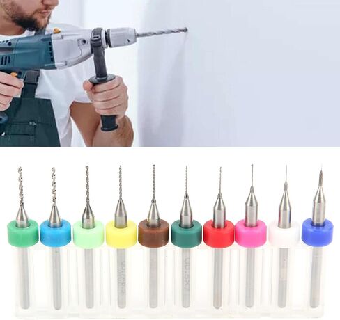 10Pcs PCB Drill Bits Set Tungsten Steel 0.1-1.0mm Micro Twist Bits for Print Circuit Board CNC Engraving in Kuwait