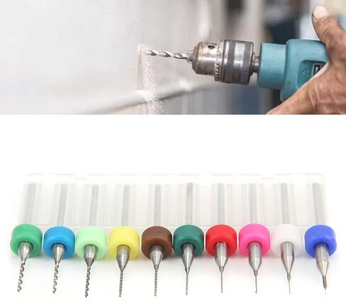 10Pcs PCB Drill Bits Set Tungsten Steel 0.1-1.0mm Micro Twist Bits for Print Circuit Board CNC Engraving in Kuwait