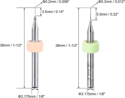 uxcell Micro PCB Drill Bit Set, 1/8" 3.175mm Shank 0.2mm 0.3mm Tungsten Carbide Tip CNC Engraving Print Circuit Board Drilling Rotary Tool 30pcs in Saudi Arabia
