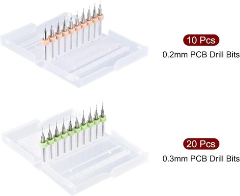 uxcell Micro PCB Drill Bit Set, 1/8" 3.175mm Shank 0.2mm 0.3mm Tungsten Carbide Tip CNC Engraving Print Circuit Board Drilling Rotary Tool 30pcs in Saudi Arabia