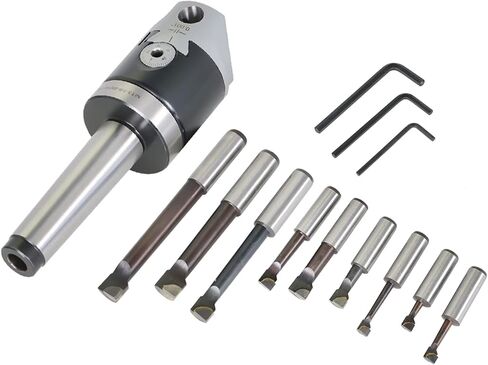 Timunr 2 Inch Boring Head MT3 Shank 3/8 Inch - 16 Thread Boring Tool Set Steel with 9Pcs 1/2 Inch Carbide Boring Bar Set in Saudi Arabia