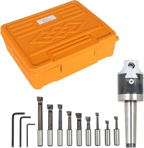 Timunr 2 Inch Boring Head MT3 Shank 3/8 Inch - 16 Thread Boring Tool Set Steel with 9Pcs 1/2 Inch Carbide Boring Bar Set in Saudi Arabia