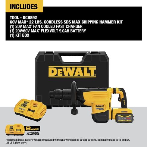 DEWALT 60V MAX* 22 lb. Cordless SDS MAX Chipping Hammer Kit (DCH892X1) in Kuwait