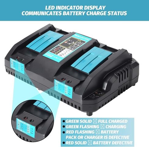 YEX-BUR DC18RD 18 فولت شاحن بطارية أدوات كهربائية 6A سريع مزدوج المنافذ شاحن لماكيتا 14.4 فولت 18 فولت بطارية ليثيوم أيون BL1830B BL1850B BL1860B BL1430 BL1440B BL1450 in Kuwait