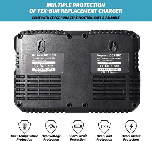 YEX-BUR DC18RD 18 فولت شاحن بطارية أدوات كهربائية 6A سريع مزدوج المنافذ شاحن لماكيتا 14.4 فولت 18 فولت بطارية ليثيوم أيون BL1830B BL1850B BL1860B BL1430 BL1440B BL1450 in Kuwait