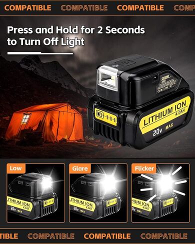 محول بطارية لبطارية DeWAlT14.4v-18v-20v، شاحن هاتف USB، مصباح 3 وات، بديل لـ DCB090، مصابيح LED تشير إلى سعة البطارية، أسود in Kuwait