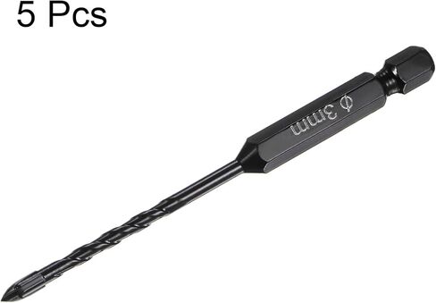 HARFINGTON 5pcs Masonry Drill Bits, 7mm Concrete Drill Bit 1/4" Hex Shank Ceramic Tile Drill Bit Carbide Tip for Brick, Glass, Plastic, Ceramic Tile, Wall Mirror, Black in Kuwait