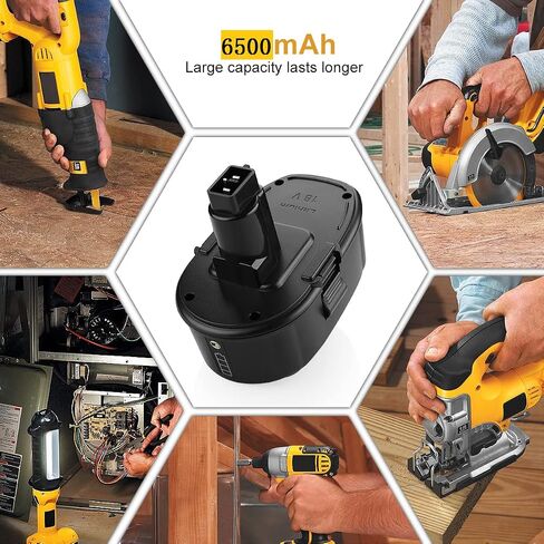 Bakipante Replacement 6.5Ah Lithium Dewalt 18V Battery for Dewalt 18 Volt XRP Battery DC9096 DC9098 DC9099 DE9039 DE9095 DE9096 DE9098 DW9095 DW9096 DW9098 DE9503 DC9182 Dewalt Batteries in Saudi Arabia