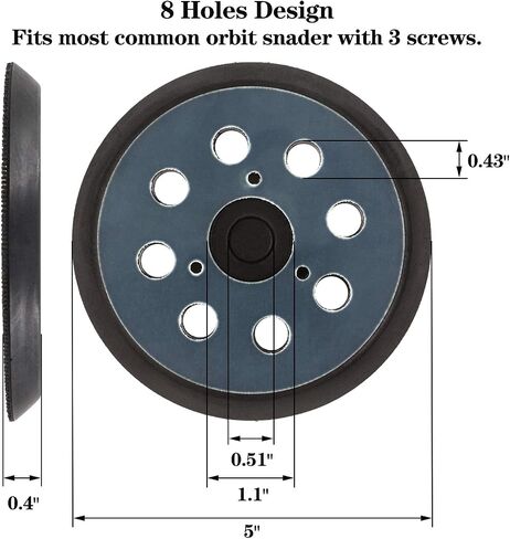 AxPower 4 Packs 5 inch 8 Hole Replacement Sander Pads 5" Hook and Loop Sanding Backing Plates for Makita 743081-8 743051-7, DeWalt 151281-08 DW4388, Porter Cable, Hitachi 324-209 in Kuwait