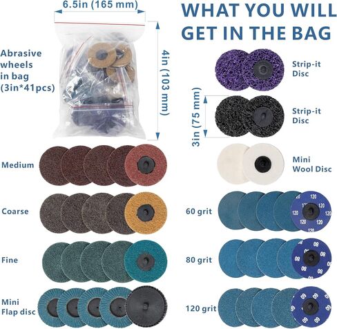 44Pcs Roll Lock 2 inch Sanding Discs Set, Surface Conditioning Disc, Quick Change Disc with 1/4 inch Holder for Die Grinder Sanding Disc Surface Strip Grind Polish Burr Paint Removal in Saudi Arabia