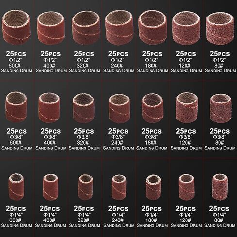 551pcs Sanding Drum for Rotary Tool, Sanding Bands Sleeves Kit for Drum Sander with Drum Mandrels and Self-Tightening Drill Chuck in Saudi Arabia