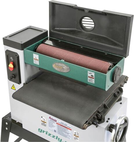 Grizzly Industrial G0458Z - ماكينة سنفرة أسطوانة مفتوحة مقاس 18 بوصة 1-1/2 HP مع تغذية VS in Kuwait