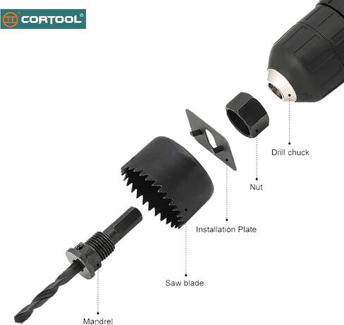 مجموعة منشار ثقب كورتول 24 قطعة للخشب ومنشار الثقب ومجموعة لقم الثقب مع 13 قطعة من مناشير ثقب 3/4 بوصة إلى 5 بوصة (19 مم - 127 مم)، لقم حفر الأشياء بأسمائها الحقيقية، لقم ثقب المنشار، مماسك، مفتاح سداسي مع صندوق تخزين in Kuwait