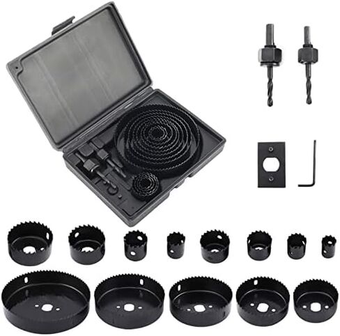 KUNTEC 17 Pieces Hole Saw Kit 3/4 inches-5 inches (19-127mm) Set with Mandrels, Super Sharp Saw Blade, Install Plate and Hex Key for Sawing Holes in Saudi Arabia