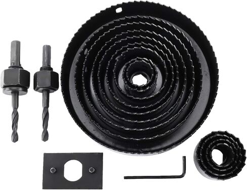 KUNTEC 17 Pieces Hole Saw Kit 3/4 inches-5 inches (19-127mm) Set with Mandrels, Super Sharp Saw Blade, Install Plate and Hex Key for Sawing Holes in Saudi Arabia