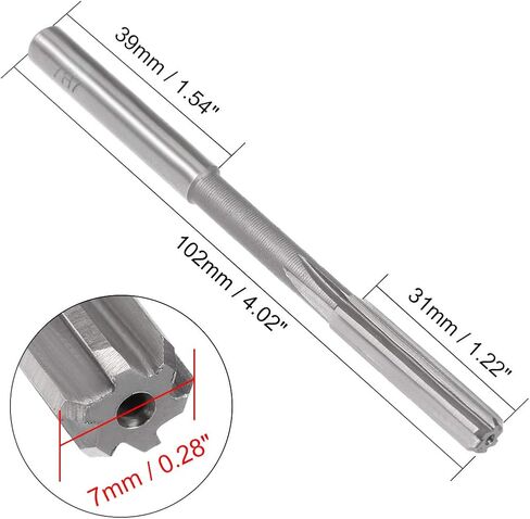 uxcell Chucking Reamer 4mm, H7 HSS Lathe Machine Reamer 6 Straight Flutes, Round Shank Milling Cutting Tool, Metric Reaming Drill Bit for Stainless Steel Metal Hole, 2pcs in Kuwait