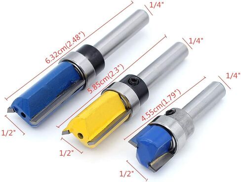 يوهتيك 3 قطع 1/4 انش اداة تقطيع وتفريز النجارة ، مجموعة لقم توجيه لقالب تقليم الساق in Kuwait