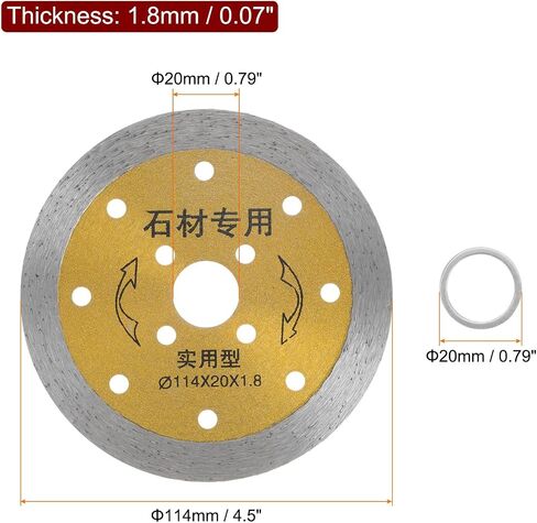 HARFINGTON Diamond Blade, 4.5" 114mm Continuous Rim Diamond Blade Diamond Saw Blade with 20mm Arbor for Angle Grinder, Cutting Porcelain Ceramic Tile Concrete, Yellow in Saudi Arabia