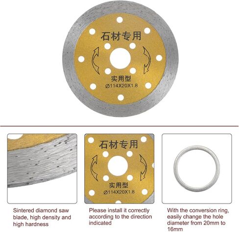 HARFINGTON Diamond Blade, 4.5" 114mm Continuous Rim Diamond Blade Diamond Saw Blade with 20mm Arbor for Angle Grinder, Cutting Porcelain Ceramic Tile Concrete, Yellow in Saudi Arabia