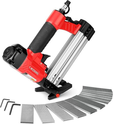 Arrow 4-in-1 Pneumatic 18 Gauge Flooring Stapler/Nailer, Oil-Free Mini 18 GA Pneumatic Flooring Staple Gun/Nail Gun with 1200 Pcs Staples/Nails, Adjustable Depth, for Upholstery, Flooring in Saudi Arabia