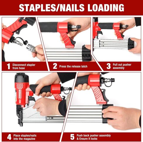 Arrow 4-in-1 Pneumatic 18 Gauge Flooring Stapler/Nailer, Oil-Free Mini 18 GA Pneumatic Flooring Staple Gun/Nail Gun with 1200 Pcs Staples/Nails, Adjustable Depth, for Upholstery, Flooring in Saudi Arabia
