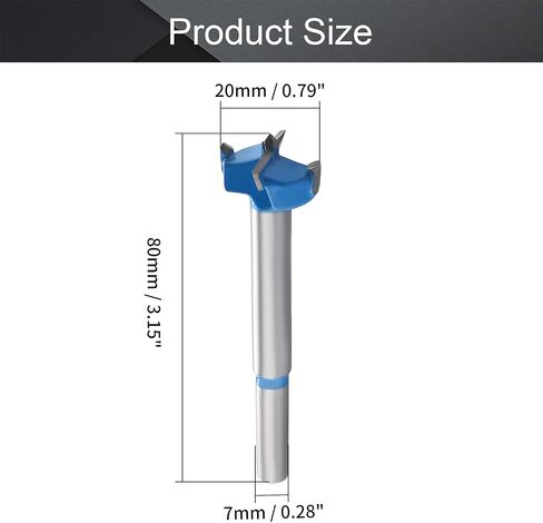 Utoolmart Forstner Drill Bits, 18mm Cemented Carbide Wood Cutter Tool, Round Shank Woodworking Hole Saw Cutter, 80mm Length Woodworking Hole Boring Bit, Blue in Kuwait