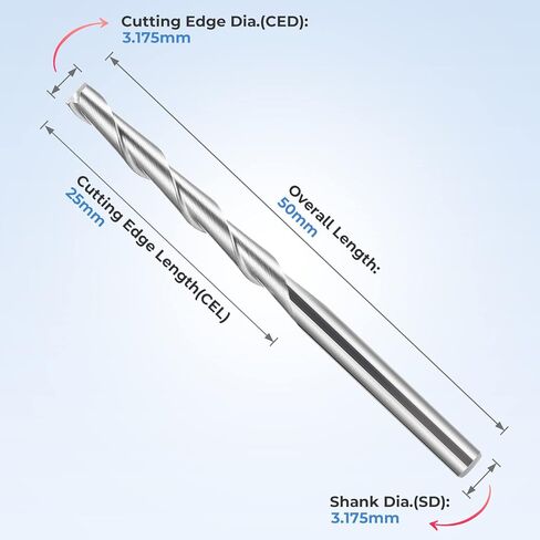 HQMaster CNC Router Bits 1/8" Shank CNC Bit End Mill Flat Nose Carbide Endmill Two Flute Spiral Upcut Milling Cutter Tool Set for Wood PVC MDF Hardwood 10Pcs (3.175 mm) in Kuwait
