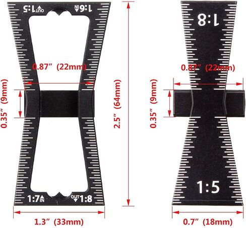 2 PCS Dovetail Marker Guide, Aluminum Alloy Dovetail Marking Jig Precise Wood Dovetail Tools, Dovetail Guide with 1:5, 1:6, 1:7 and 1:8 Slopes for Both Softwood or Hardwood Applications in Saudi Arabia