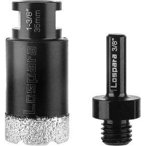 لقمة مثقاب أساسية من الماس الجاف، منشار ثقب نحاسي فراغي مقاس 1-3/8 بوصة 35 مم للمواد الصلبة المصنوعة من الطوب والبورسلين والرخام، ومناشير ثقب بلاط الماس مع خيط 5/8-11 بالإضافة إلى محول ساق سداسي 3/8 in Kuwait