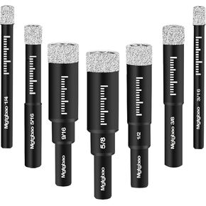 Mgtgbao 7PCS Black Dry Diamond Drill Bits Set, Ceramic Tile Core Drill bit for Many Hard Materials Granite Marble Tile Ceramic Stone Glass (NOT for Wood) Round Shank with Size 1/4~5/8. in Saudi Arabia