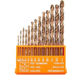كوبالت حفر مجموعة M35 HSS 13-Pcs مجموعة جوبر حفر كيت ل الفولاذ المقاوم للصدأ، معدن صلب، حديد الزهر والخشب البلاستيك، 1/16"-1/4" in Kuwait