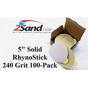5 inch RhynoStick Solid White Line Sticky Discs 100 Discs 80 Grit
