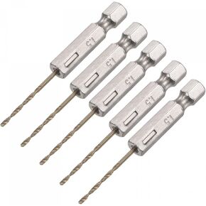 uxcell 5 Pcs High Speed Steel Hex Shank Twist Drill Bit, 1.5mm Drilling Dia with 1/4 Inch Hex Shank 60mm Length