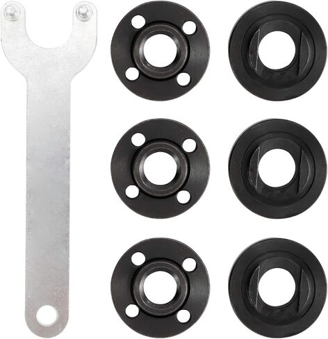 WerkWeit Grinder Angle Spanner Wrench Flange Nut Kit, 1PCS Angle Grinder Flange Wrench and 6PCS Flange Nuts, Compatible with Dewalt Bosch Black Decker Ryobi Makita(4.5" 5" 5/8-11) in Kuwait